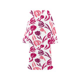 pink sketch tulip pattern Blanket Robe with Sleeves