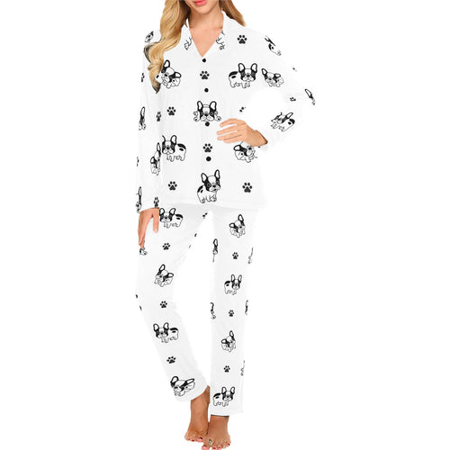 Cute french bulldog paw pattern Women's Long Pajama Set