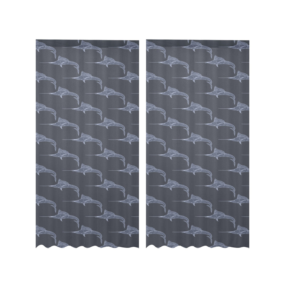 Swordfish Pattern Print Design 03 Gauze Curtain