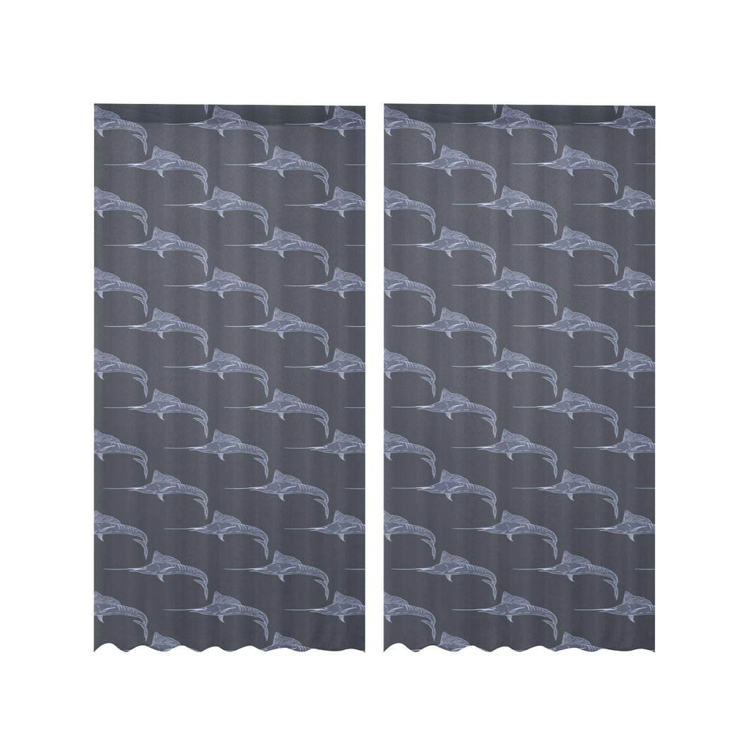 Swordfish Pattern Print Design 03 Gauze Curtain