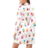 Cake cupcake design pattern Women's Long Sleeve Belted Night Robe
