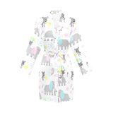 Cute elephant mouse pattern Women's Long Sleeve Belted Night Robe
