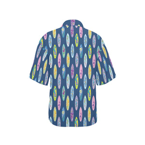 Surfboard Pattern Print Design 03 Women's All Over Print Hawaiian Shirt