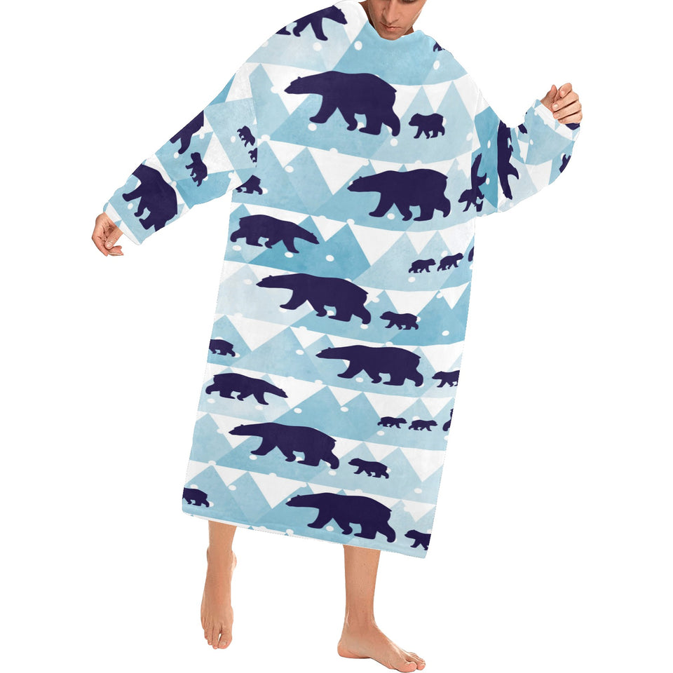 polar bear winter snow pattern Blanket Robe with Sleeves