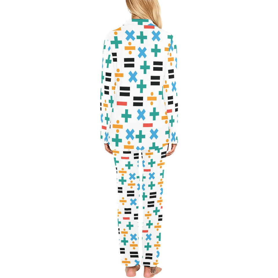 Math Pattern Print Design 05 Women's Long Pajama Set