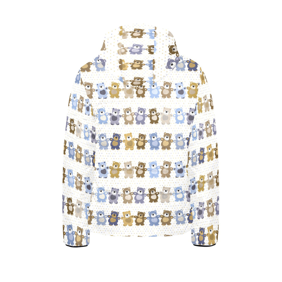 Teddy Bear Pattern Print Design 02 Kids' Boys' Girls' Padded Hooded Jacket