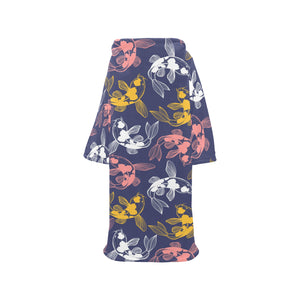 Koi Fish Carp Fish pattern Blanket Robe with Sleeves