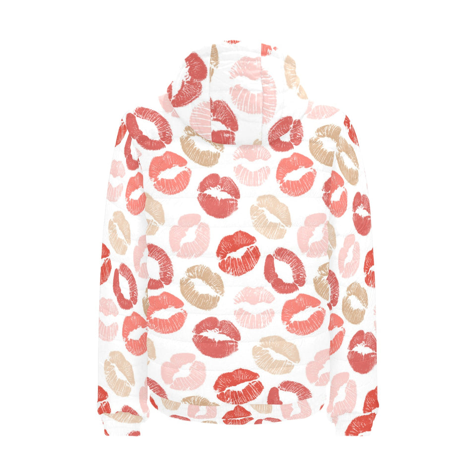 Lips Pattern Print Design 04 Men's Padded Hooded Jacket