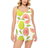 Guava pattern Chest Sexy Pleated Two Piece Swim Dress