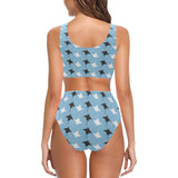 Stingray Pattern Print Design 03 Chest Bowknot High Waisted Bikini Swimsuit