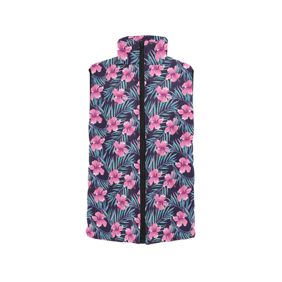Hibiscus Pattern Print Design 05 Men's Padded Vest
