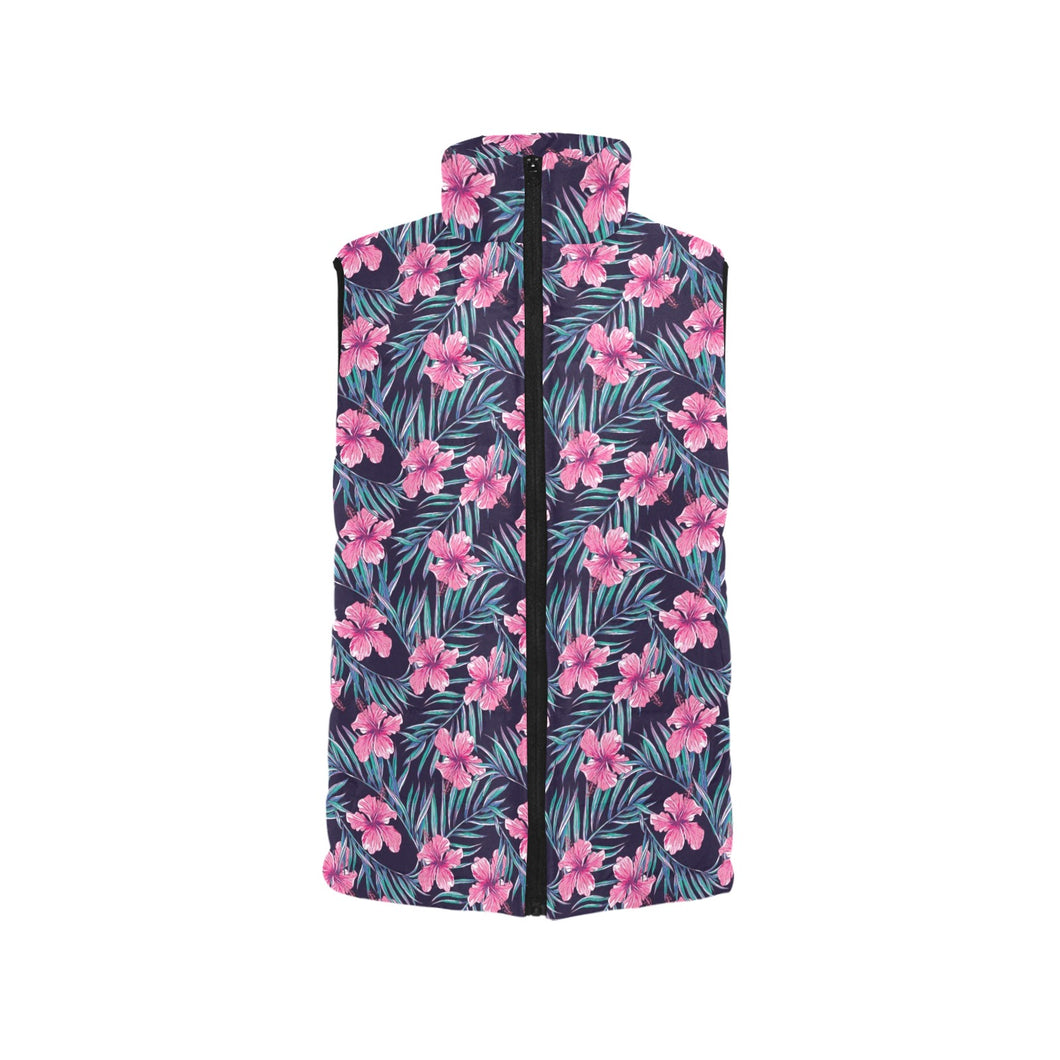 Hibiscus Pattern Print Design 05 Men's Padded Vest