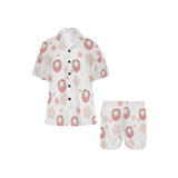 Daruma japanese wooden doll cherry blossom flower Women's V-Neck Short Pajama Set