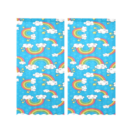 Rainbows Sky Clouds Pattern Gauze Curtain