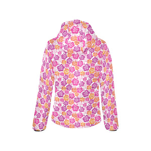 Hibiscus Pattern Print Design 01 Women's Padded Hooded Jacket