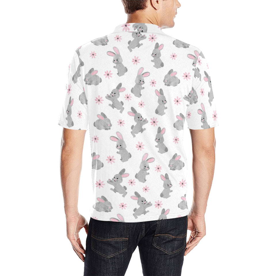 Watercolor cute rabbit pattern Men's All Over Print Polo Shirt