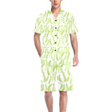 Green Peas Pattern Print Design 03 Men's V-Neck Short Pajama Set