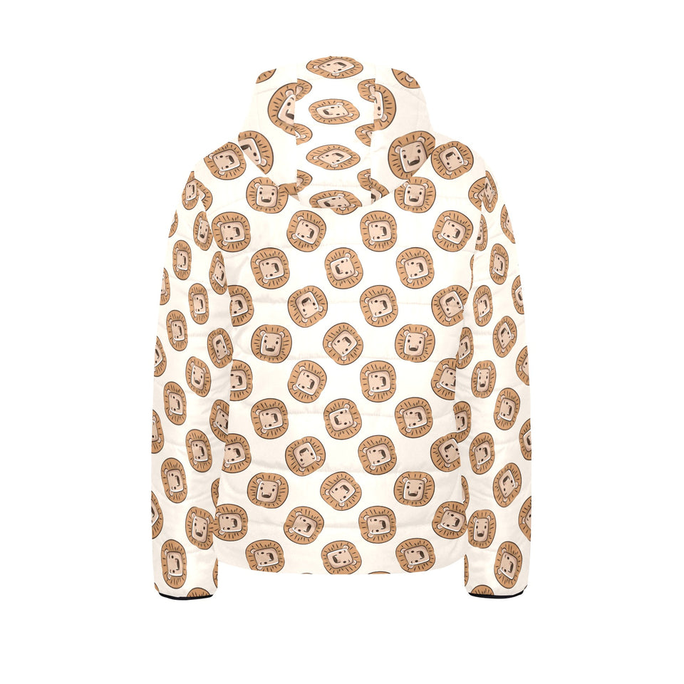 Lion Pattern Print Design 01 Kids' Boys' Girls' Padded Hooded Jacket