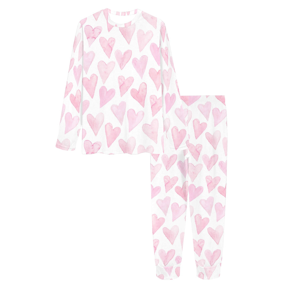 Watercolor pink heart pattern Women's All Over Print Pajama Set
