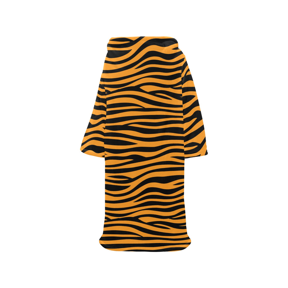 Bengal tigers skin print pattern background Blanket Robe with Sleeves