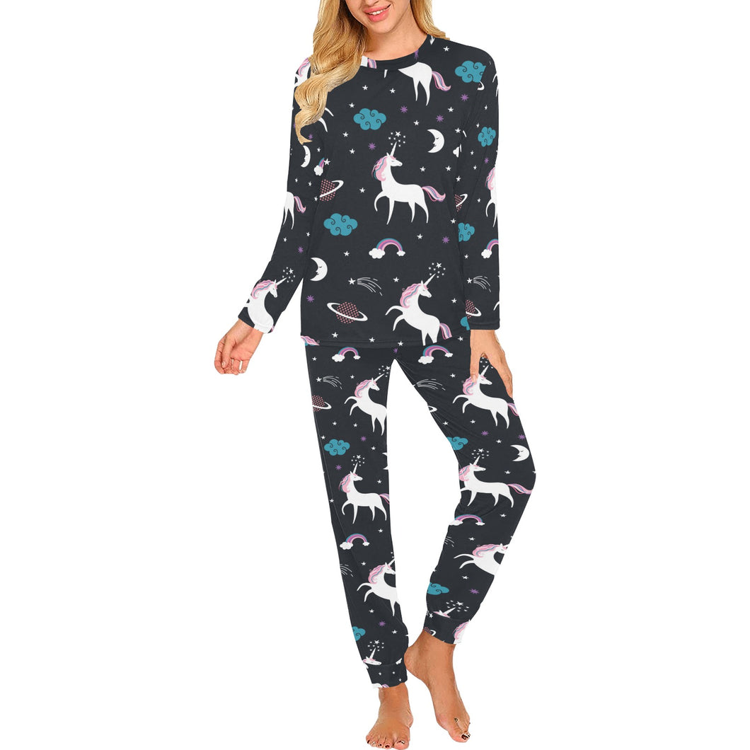 unicorn rainbows moon clound star pattern Women's All Over Print Pajama Set