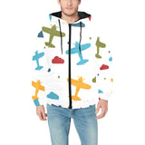 Airplane star cloud colorful Men's Padded Hooded Jacket