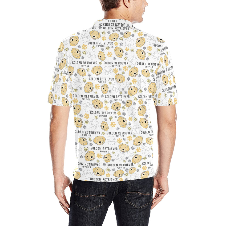 Golden Retriever Pattern Print Design 04 Men's All Over Print Polo Shirt