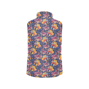 Goldfish Pattern Print Design 05 Women's Padded Vest