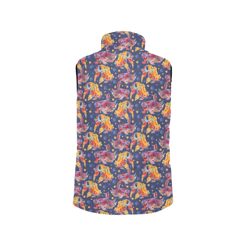Goldfish Pattern Print Design 05 Women's Padded Vest