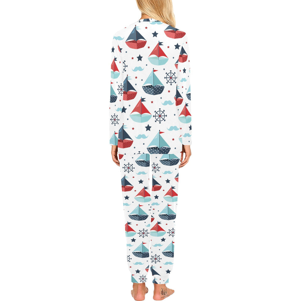 Cute color paper sailboat pattern Women's All Over Print Pajama Set