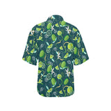 Lime ice flower pattern Women's All Over Print Hawaiian Shirt