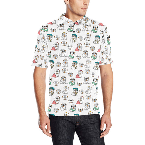 English Bulldog Pattern Print Design 03 Men's All Over Print Polo Shirt