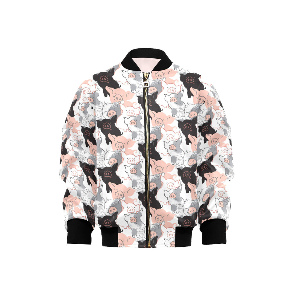 Pig Pattern Print Design 05 Kids' Boys' Girls' Bomber Jacket