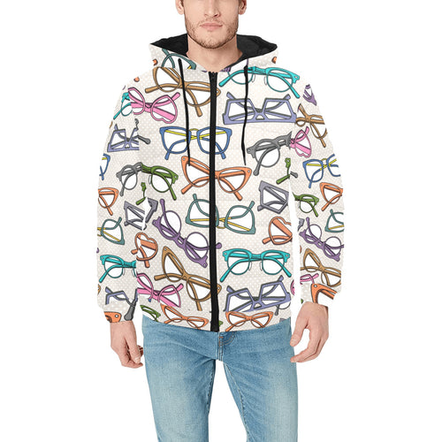 Sun Glasses Pattern Print Design 01 Men's Padded Hooded Jacket