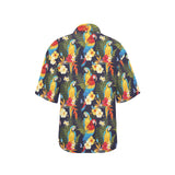 Colorful parrot flower pattern Women's All Over Print Hawaiian Shirt