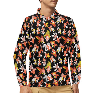 Goldfish Pattern Print Design 03 Men's Long Sleeve Polo Shirt