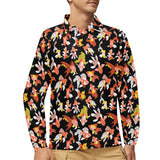 Goldfish Pattern Print Design 03 Men's Long Sleeve Polo Shirt
