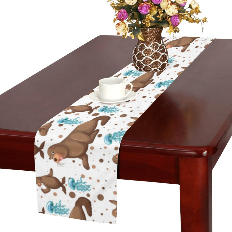 sea lion Seals jellyfish pattern Table Runner
