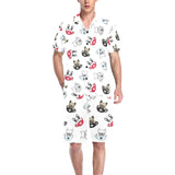 French bulldog cup paw pattern Men's V-Neck Short Pajama Set