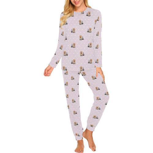 Yorkshire Terrier Pattern Print Design 02 Women's All Over Print Pajama Set