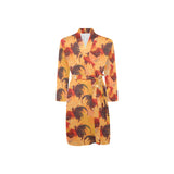 red rooster chicken cock pattern Men's Long Sleeve Belted Night Robe