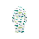 watercolor crocodile pattern Men's Long Sleeve Belted Night Robe