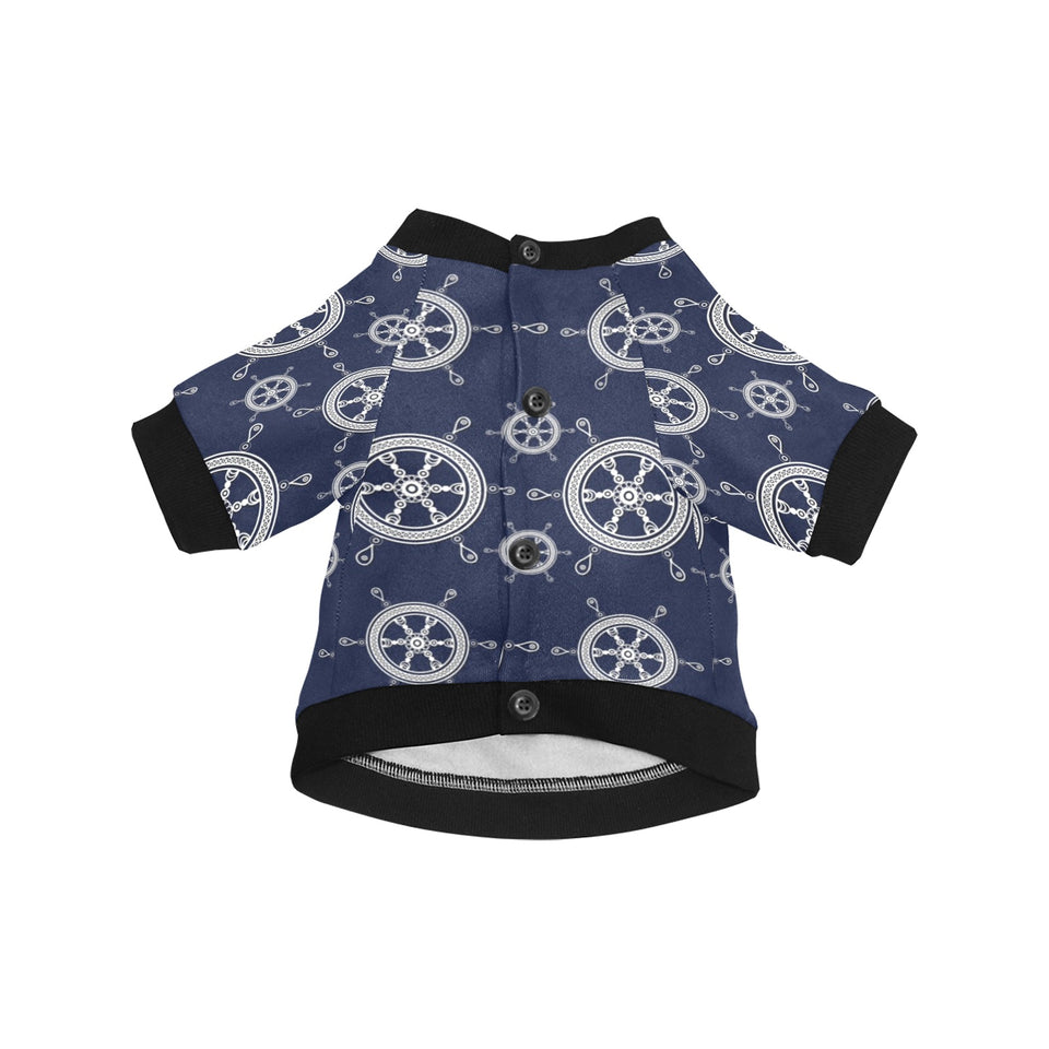 nautical steering wheel design pattern All Over Print Pet Dog Round Neck Fuzzy Shirt
