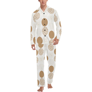 Gold Texture mushroom pattern Men's Long Pajama Set