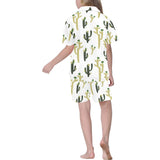 Cute cactus pattern Kids' Boys' Girls' V-Neck Short Pajama Set