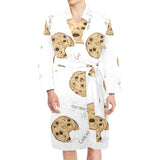 Sketch style cookie pattern Men's Long Sleeve Belted Night Robe