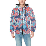 Hand drawn colorful starfish Men's Padded Hooded Jacket