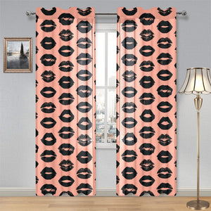 Lips Pattern Print Design 02 Gauze Curtain