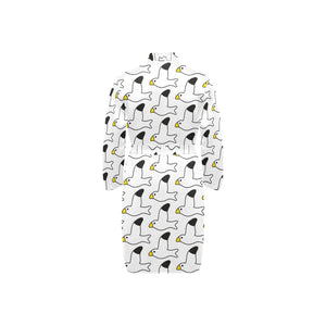 Seagull Pattern Print Design 05 Men's Long Sleeve Belted Night Robe