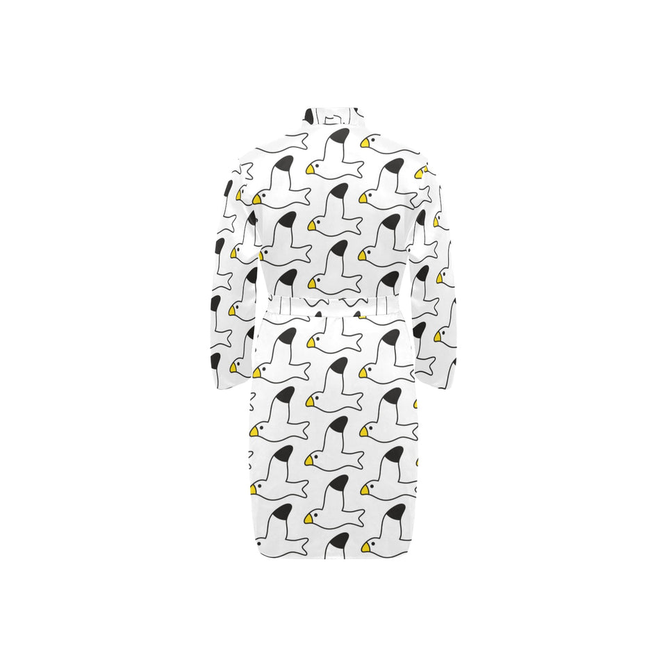 Seagull Pattern Print Design 05 Men's Long Sleeve Belted Night Robe